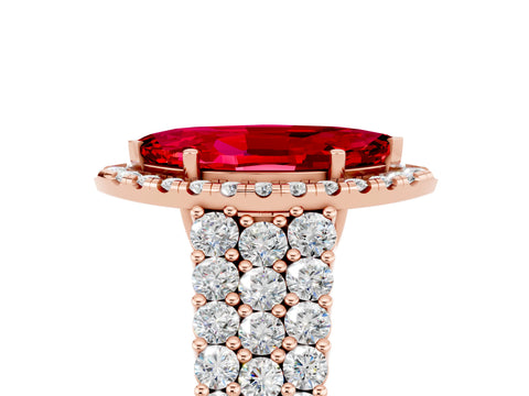 Rose gold Marquise Cut Halo Pavé Diamond Engagement Ring with Split Shank and Four-Prong Setting_5