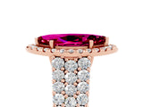 Rose gold Marquise Cut Halo Pavé Diamond Engagement Ring with Split Shank and Four-Prong Setting_5
