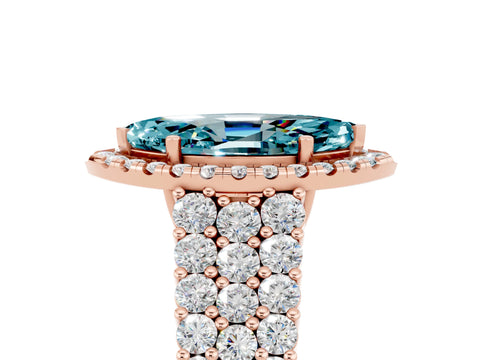 Rose gold Marquise Cut Halo Pavé Diamond Engagement Ring with Split Shank and Four-Prong Setting_5