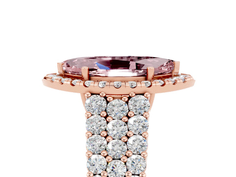 Rose gold Marquise Cut Halo Pavé Diamond Engagement Ring with Split Shank and Four-Prong Setting_5