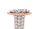 Rose gold Marquise Cut Halo Pavé Diamond Engagement Ring with Split Shank and Four-Prong Setting_5
