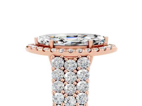 Rose gold Marquise Cut Halo Pavé Diamond Engagement Ring with Split Shank and Four-Prong Setting_5