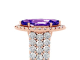 Rose gold Marquise Cut Halo Pavé Diamond Engagement Ring with Split Shank and Four-Prong Setting_5