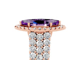 Rose gold Marquise Cut Halo Pavé Diamond Engagement Ring with Split Shank and Four-Prong Setting_5