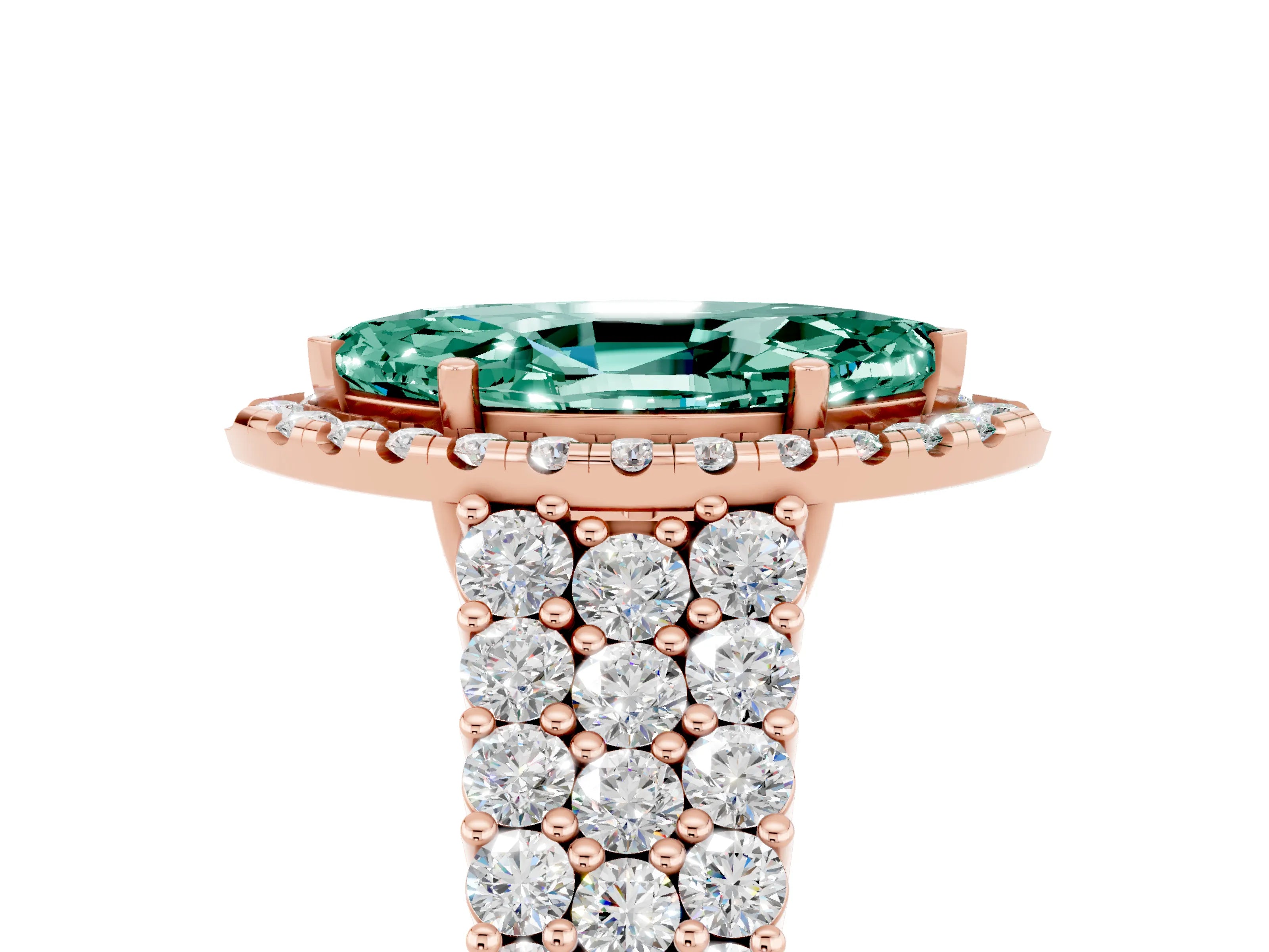 Rose gold Marquise Cut Halo Pavé Diamond Engagement Ring with Split Shank and Four-Prong Setting_5