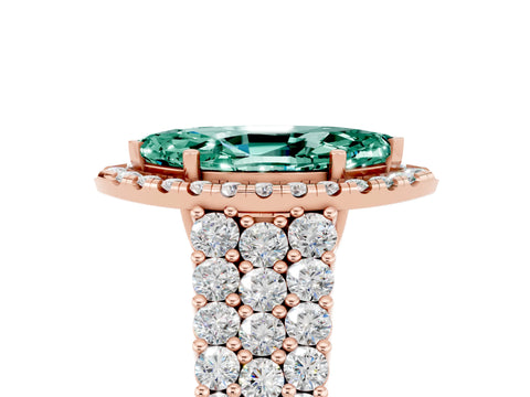 Rose gold Marquise Cut Halo Pavé Diamond Engagement Ring with Split Shank and Four-Prong Setting_5