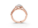 Rose gold Marquise Cut Halo Pavé Diamond Engagement Ring with Split Shank and Four-Prong Setting_6