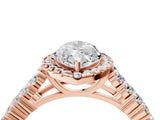 Rose gold Marquise Cut Halo Pavé Diamond Engagement Ring with Split Shank and Four-Prong Setting_7