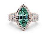 Rose gold Marquise Cut Halo Pavé Diamond Engagement Ring with Split Shank and Four-Prong Setting