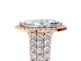 Rose gold Marquise Cut Halo Pavé Diamond Engagement Ring with Split Shank and Four-Prong Setting_8