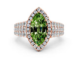 Rose gold Marquise Cut Halo Pavé Diamond Engagement Ring with Split Shank and Four-Prong Setting