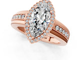 Rose gold Marquise Cut Halo Pave Band Four-Prong Ring_63