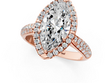 Rose gold Marquise Cut Halo Pave Band Four-Prong Setting Ring_35