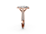 Rose gold Marquise Cut Halo Pave Band Four-Prong Setting Ring_36