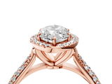 Rose gold Marquise Cut Halo Pave Band Four-Prong Setting Ring_38