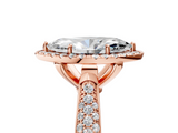 Rose gold Marquise Cut Halo Pave Band Four-Prong Setting Ring_39