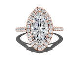 Rose gold Marquise Cut Halo Pave Diamond Engagement Ring with Four-Prong Setting_3
