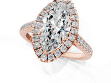 Rose gold Marquise Cut Halo Pave Diamond Engagement Ring with Four-Prong Setting_4