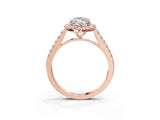 Rose gold Marquise Cut Halo Pave Diamond Engagement Ring with Four-Prong Setting_6