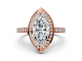 Rose gold Marquise Cut Halo Pave Split Shank Prong Setting Ring_32