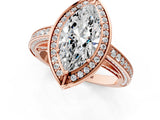Rose gold Marquise Cut Halo Pave Split Shank Prong Setting Ring_33