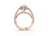 Rose gold Marquise Cut Halo Pave Split Shank Prong Setting Ring_35