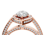Rose gold Marquise Cut Halo Pave Split Shank Prong Setting Ring_36