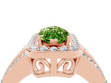 Rose gold Marquise Cut Halo Peridot Ring with Split Shank and Four-Prong Setting_4