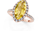 Rose gold Marquise Cut Halo Round Diamond Pavé Band Four-Prong Ring_1