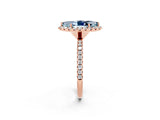 Rose gold Marquise Cut Halo Round Diamond Pavé Band Four-Prong Ring_2