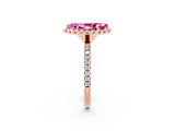 Rose gold Marquise Cut Halo Round Diamond Pavé Band Four-Prong Ring_2