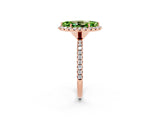 Rose gold Marquise Cut Halo Round Diamond Pavé Band Four-Prong Ring_2