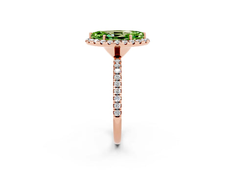 Rose gold Marquise Cut Halo Round Diamond Pavé Band Four-Prong Ring_2