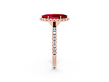 Rose gold Marquise Cut Halo Round Diamond Pavé Band Four-Prong Ring_2
