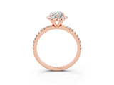 Rose gold Marquise Cut Halo Round Diamond Pavé Band Four-Prong Ring_3