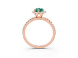 Rose gold Marquise Cut Halo Round Diamond Pavé Band Four-Prong Ring_3