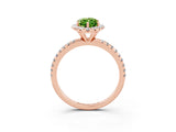 Rose gold Marquise Cut Halo Round Diamond Pavé Band Four-Prong Ring_3