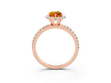 Rose gold Marquise Cut Halo Round Diamond Pavé Band Four-Prong Ring_3