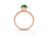 Rose gold Marquise Cut Halo Round Diamond Pavé Band Four-Prong Ring_3