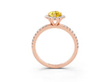 Rose gold Marquise Cut Halo Round Diamond Pavé Band Four-Prong Ring_3