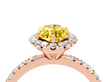 Rose gold Marquise Cut Halo Round Diamond Pavé Band Four-Prong Ring_4