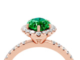 Rose gold Marquise Cut Halo Round Diamond Pavé Band Four-Prong Ring_4