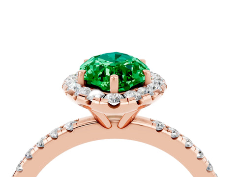 Rose gold Marquise Cut Halo Round Diamond Pavé Band Four-Prong Ring_4