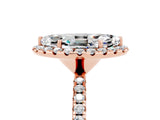 Rose gold Marquise Cut Halo Round Diamond Pavé Band Four-Prong Ring_5