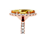Rose gold Marquise Cut Halo Round Diamond Pavé Band Four-Prong Ring_5