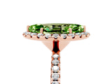 Rose gold Marquise Cut Halo Round Diamond Pavé Band Four-Prong Ring_5