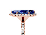 Rose gold Marquise Cut Halo Round Diamond Pavé Band Four-Prong Ring_5