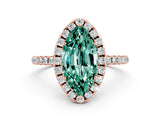 Rose gold Marquise Cut Halo Round Diamond Pavé Band Four-Prong Ring