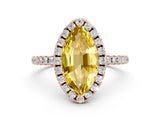 Rose gold Marquise Cut Halo Round Diamond Pavé Band Four-Prong Ring