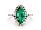 Rose gold Marquise Cut Halo Round Diamond Pavé Band Four-Prong Ring